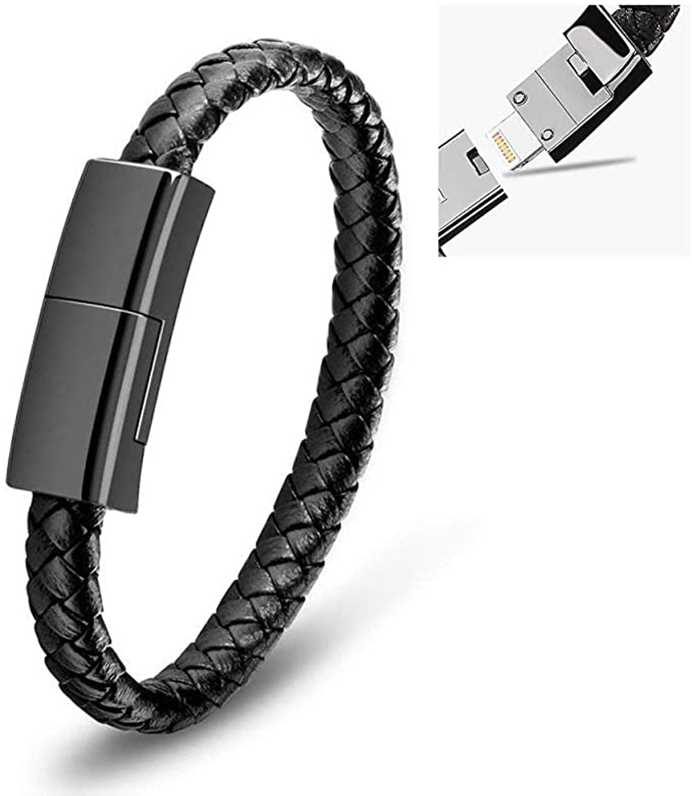 USB Charging Cable Outdoor Portable Leather