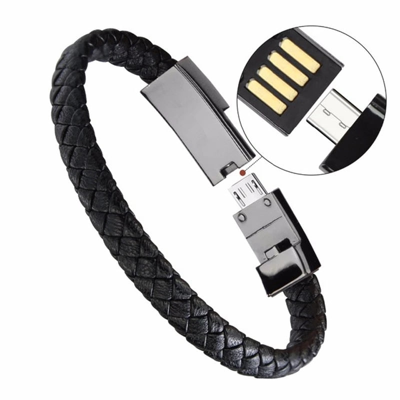 USB Charging Cable Outdoor Portable Leather