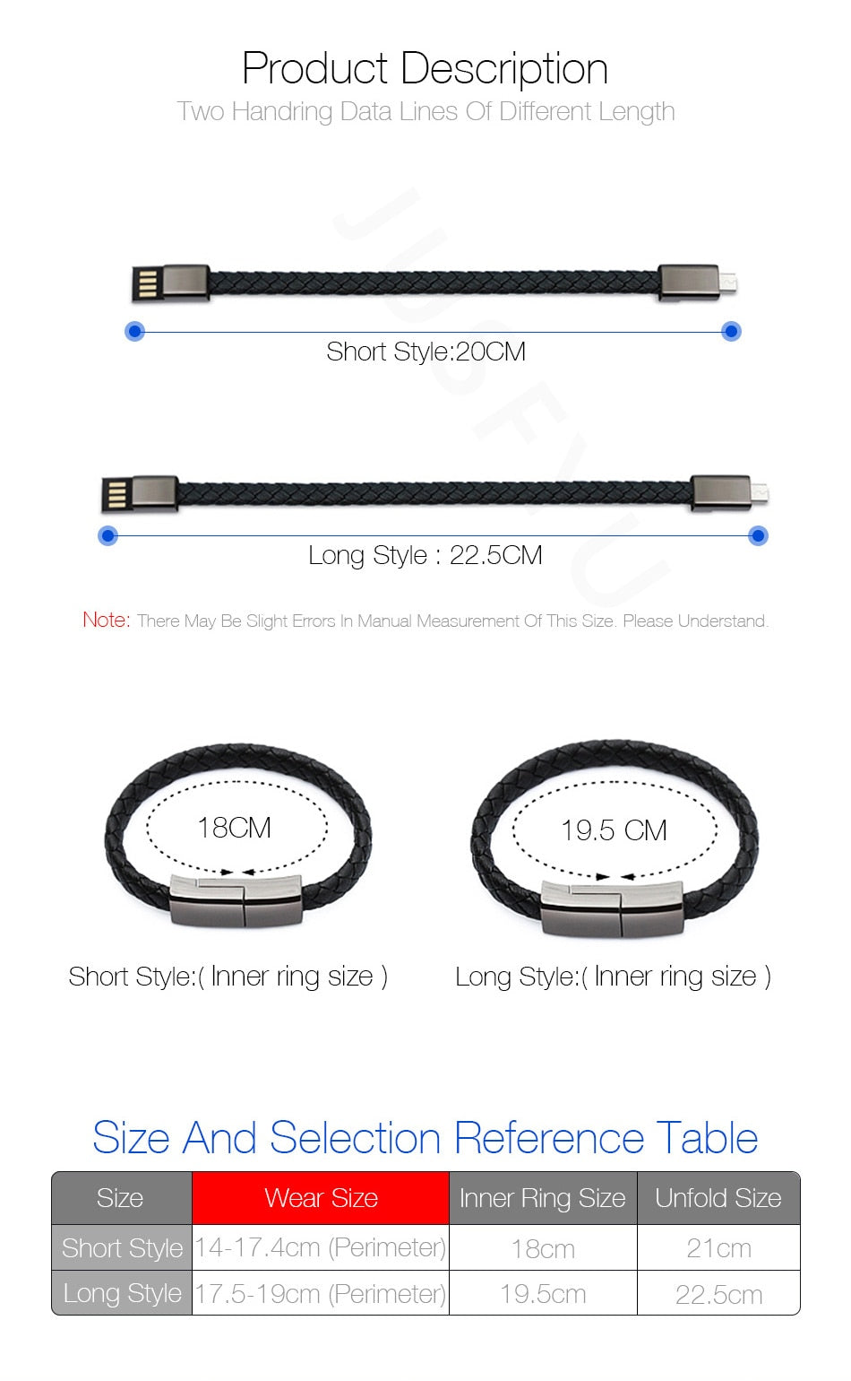 USB Charging Cable Outdoor Portable Leather